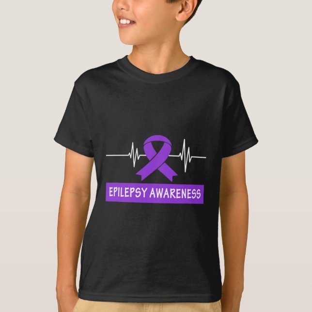 Camiseta Epilepsia Sensibilização Roxo Batimentos Cardíacos (Frente)