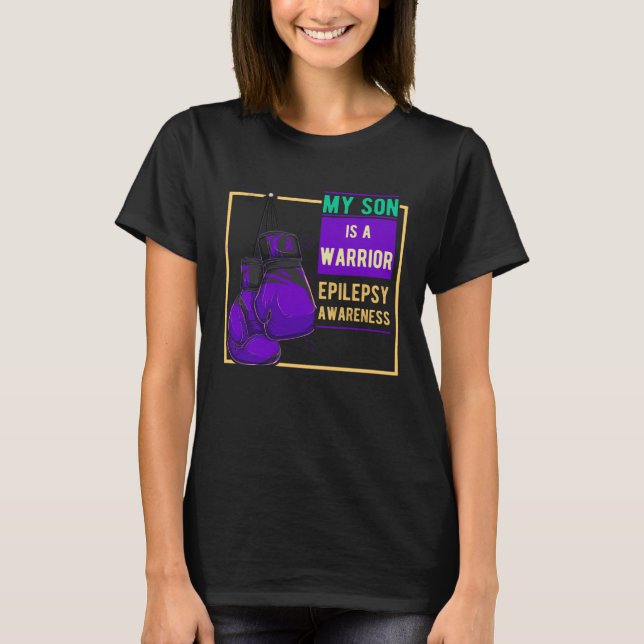 Camiseta Epilepsy Awareness Day Purple Ribbon Proud Mom Dad (Frente)