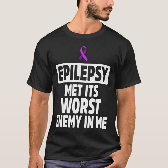 Camiseta Epilepsy Awareness Enemy Epileptic Warrior Survivo (Frente)