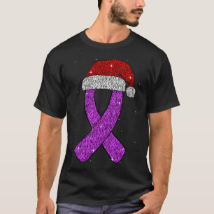 Camiseta Epilepsy Christmas Hat Roxo Awarness Ribbon Sei