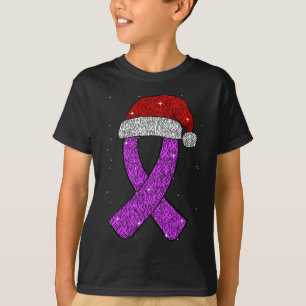 Camiseta Epilepsy Christmas Hat Roxo Awarness Ribbon Sei