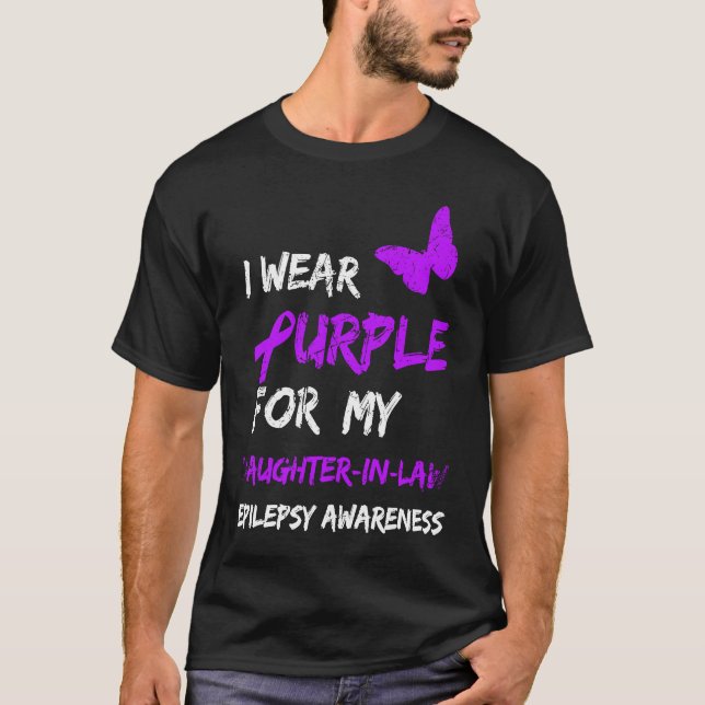 Camiseta Epilepsy I Wear Purple For My Daughter In Law Ribb (Frente)