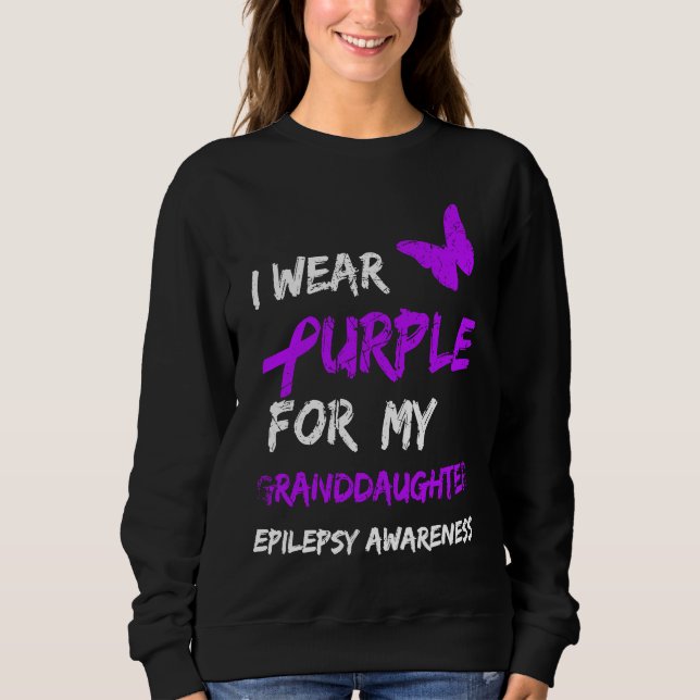 Camiseta Epilepsy I Wear Purple For My Granddaughter Ribbon (Frente)