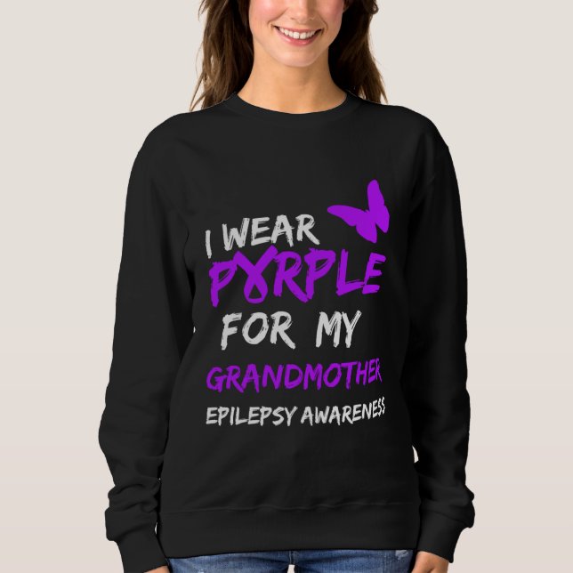 Camiseta Epilepsy I Wear Purple For My Grandmother Ribbon (Frente)