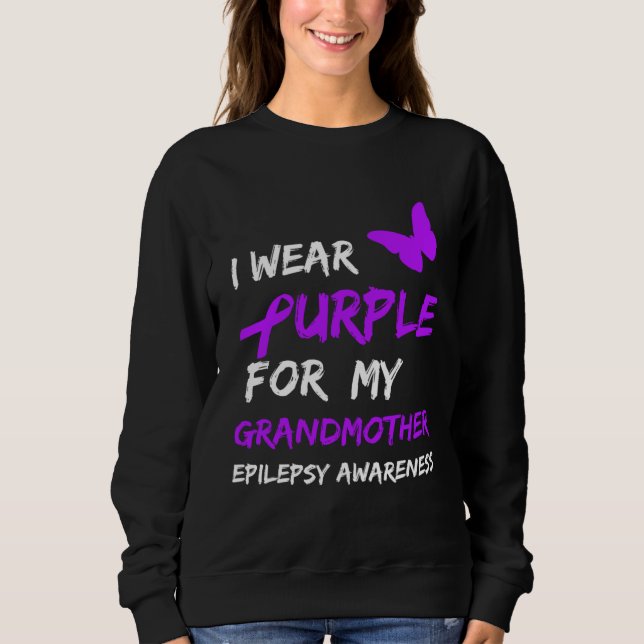Camiseta Epilepsy I Wear Purple For My Grandmother Ribbon (Frente)