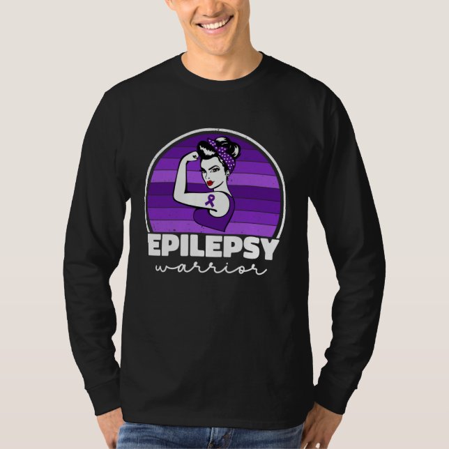 Camiseta Epilepsy Warrior For Women Mom Purple Epilepsy Awa (Frente)