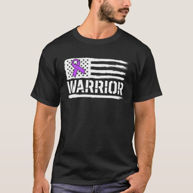 Camiseta Epilepsy Warrior Gift Purple American Flag Awarene (Frente)