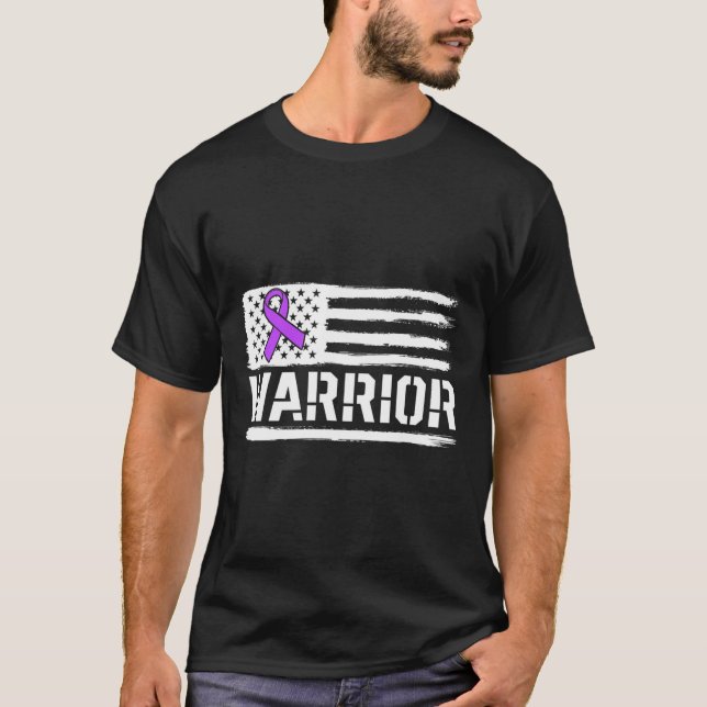 Camiseta Epilepsy Warrior Gift Purple American Flag Awarene (Frente)