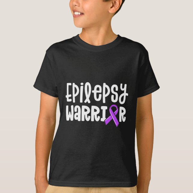 Camiseta Epilepsy Warrior Kids Purple Ribbon Awarness (Frente)