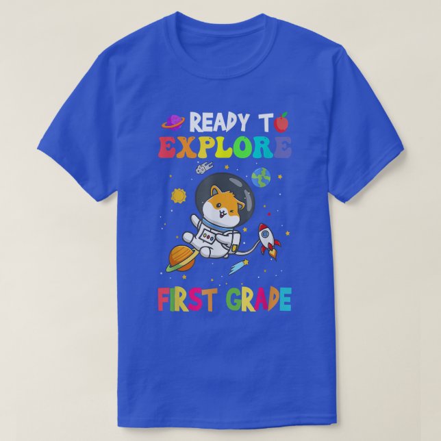 Camiseta Eplore 1º Ano De Volta Ao Espaço Do Astronauta Esc (Frente do Design)