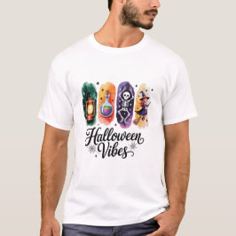 Camiseta época assustadora das vibrações do halloween