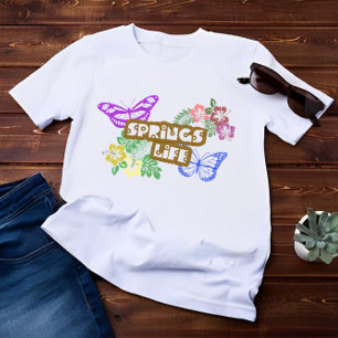 Camiseta Época de vida dos primaveras Flores e Borboletas
