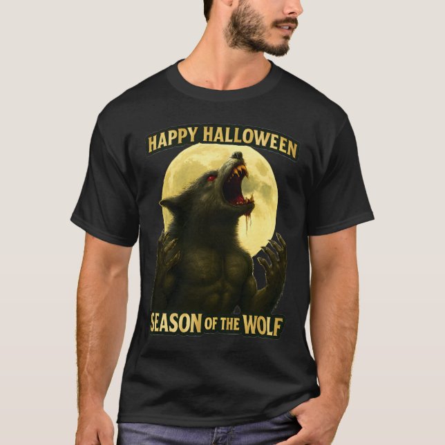 Camiseta Época do Lobo Feliz Halloween (Frente)