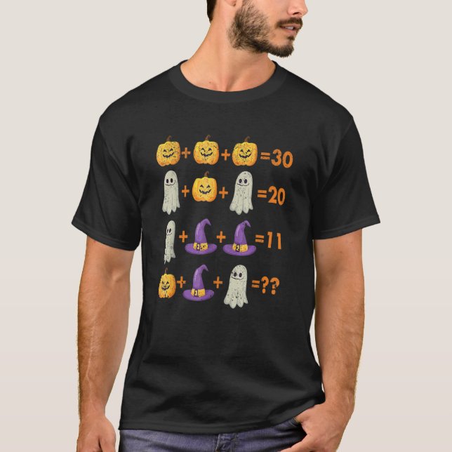 Camiseta Equação Matemática Pumpkin Ghost Witch Bat Hallowe (Frente)