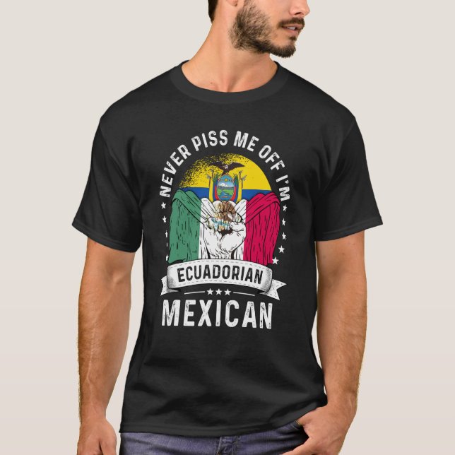 Camiseta Equador Bandeira México cresceu orgulho humor cida (Frente)