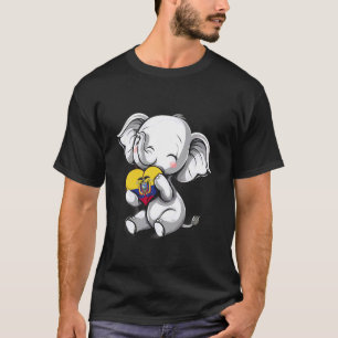 Camiseta Equador Elefante Fofo Coração Raízes Equatorianas 
