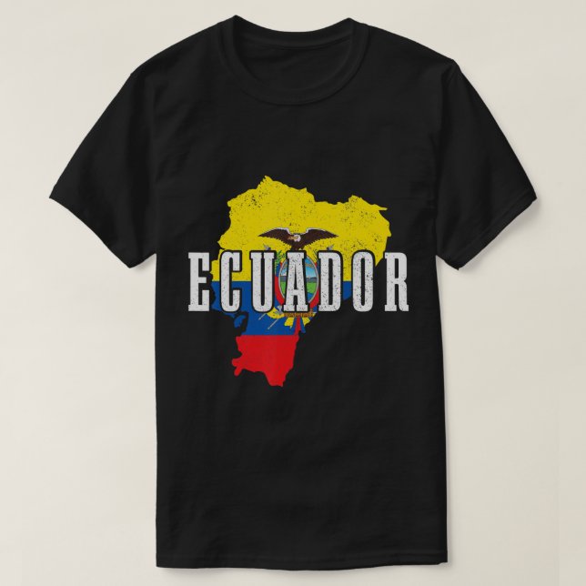 Camiseta Equador Mapa do Orgulho Equatoriano Bandeira T-Shi (Frente do Design)
