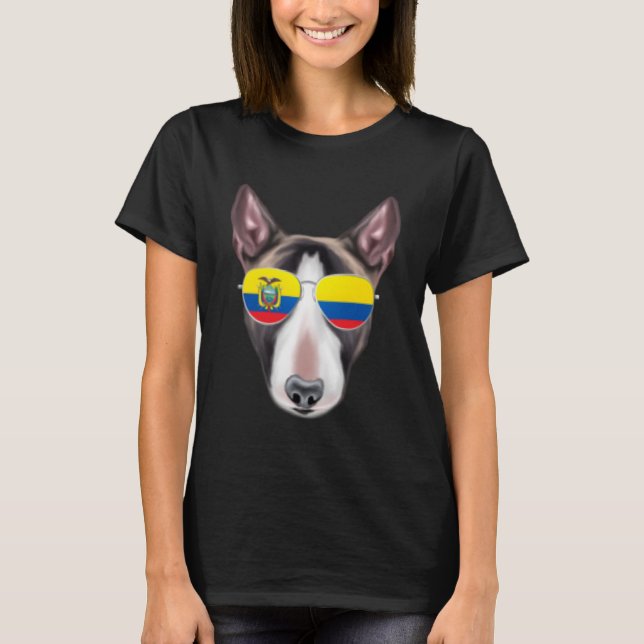 Camiseta Equador - Miniatura Da Bandeira - Touro Terrier -  (Frente)