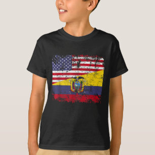 Camiseta EQUADORIANO ROOTS Half American Flag USA EQUADOR F