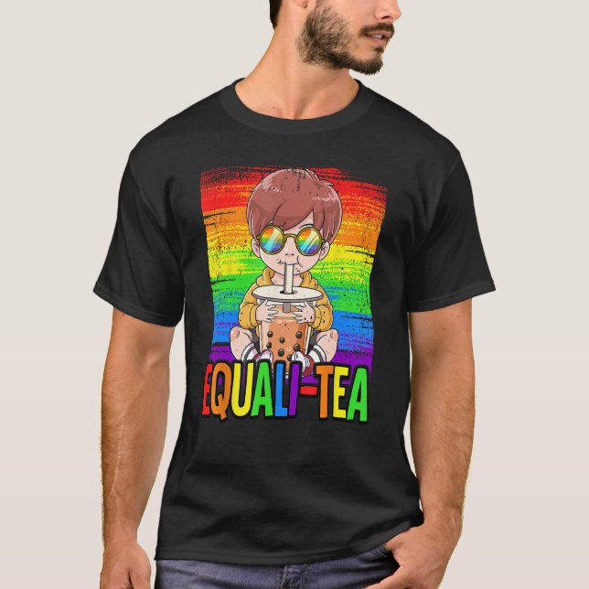 Camiseta Equali Tea Bubble Tea Boba Tea LBGT Gay Pride Rain (Frente)
