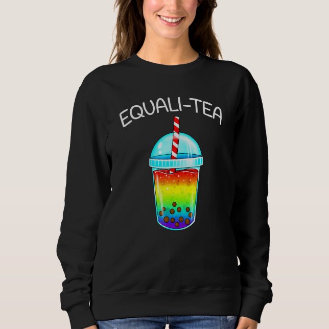 Camiseta Equali - Tea Rainbow Cute Boba Bubble Tea - Lgbtq (Frente)