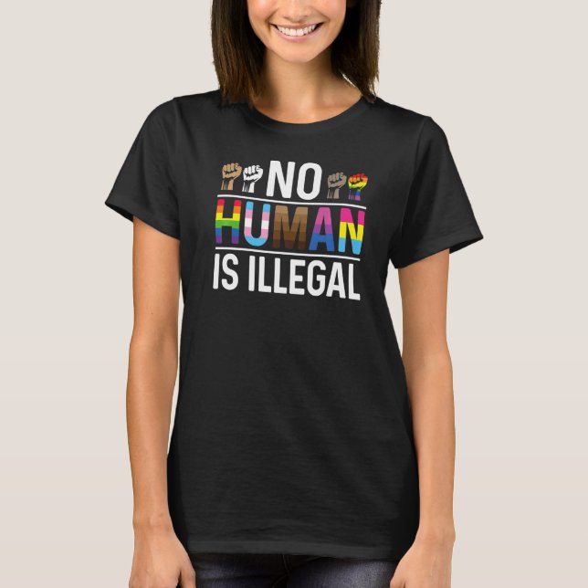 Camiseta Equality Afro Black Pride LGBT Rainbow No Human Is (Frente)
