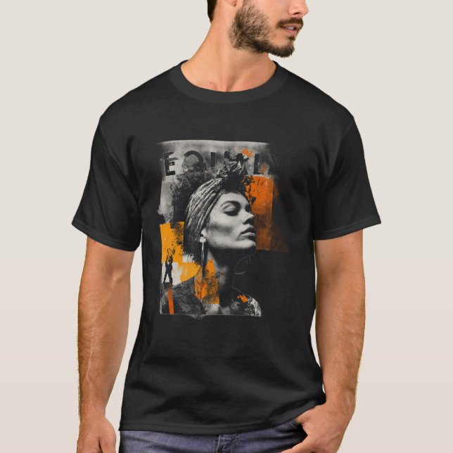 Camiseta Equality Collage – Bold Orange & Black Activist Ar (Frente)