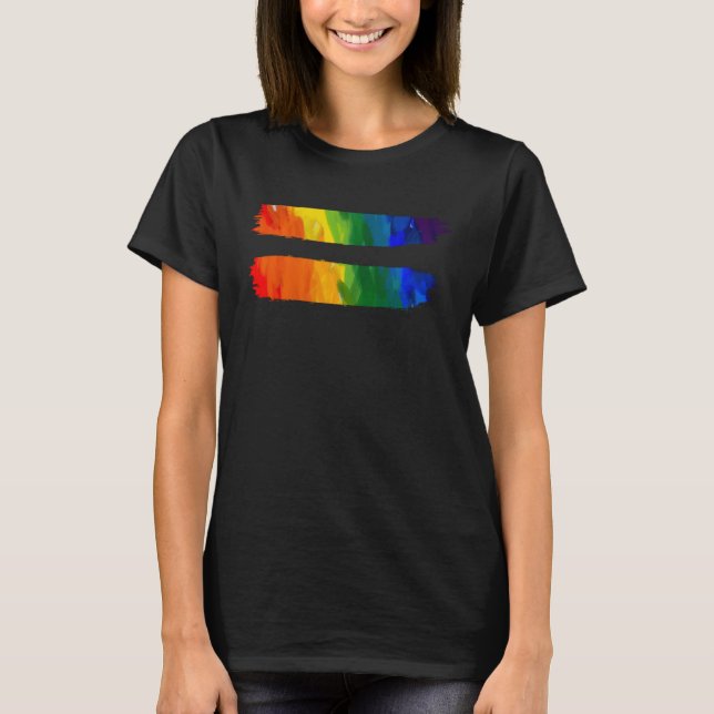Camiseta Equality LGBT Pride Awareness Rainbow For Gay & Le (Frente)
