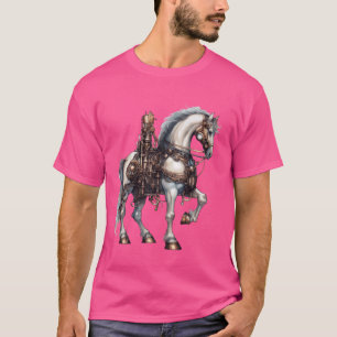 Camiseta Eque De Arte De Vintagem De Cavalo Mecânico Steamp