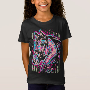 Camiseta Equestre - Cabeça de Cavalo - Camisa-T de equitaçã