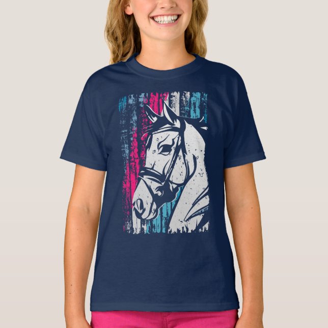 Camiseta Equestre - Cavalo Vintage - Cavalo equino (Frente)