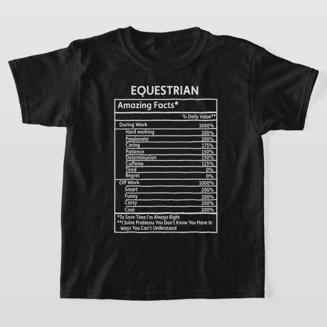 Camiseta Equestre Engraçado Equestre Fatos do Valor Diário  (Postura )