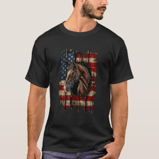 Camiseta Equestre Patriótico Cavalo 4 de julho América do N