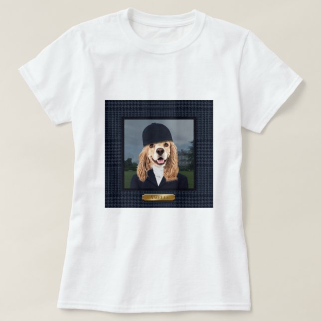 Camiseta Equestrian Cocker Spaniel Dog Tee - Amelia (Frente do Design)