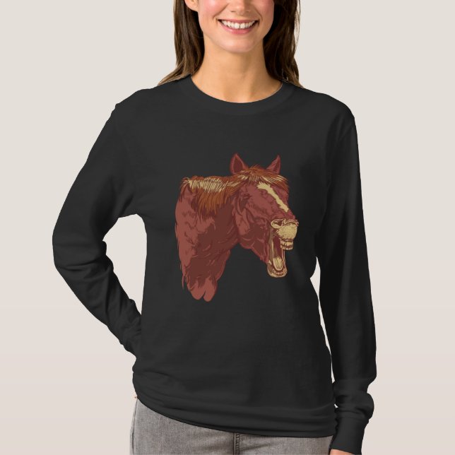 Camiseta Equestrian Laugh Horse Neigh Race Riding Farm Anim (Frente)
