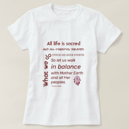 Camiseta Equilíbrio com a cotação nativa americana da mãe t