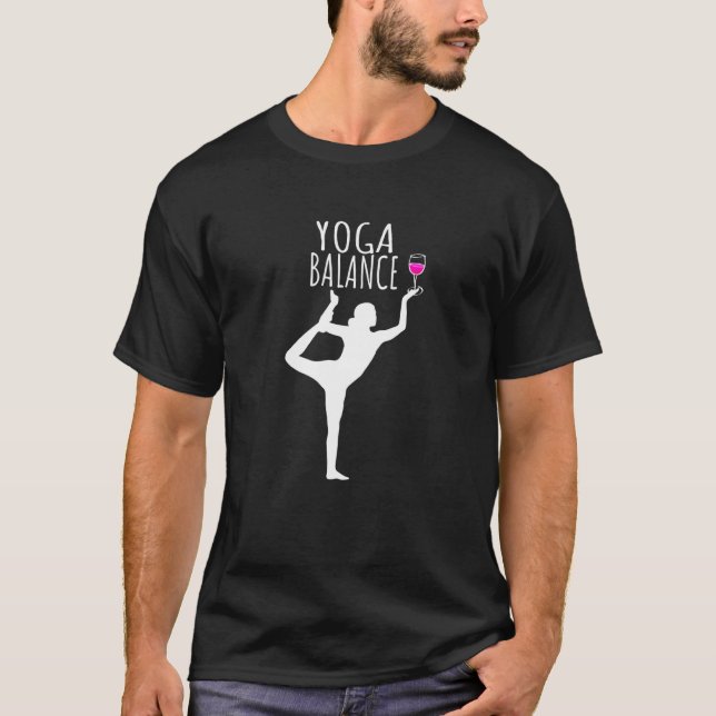 Camiseta Equilíbrio De Ioga De Vinho Para O Yoga E O Design (Frente)