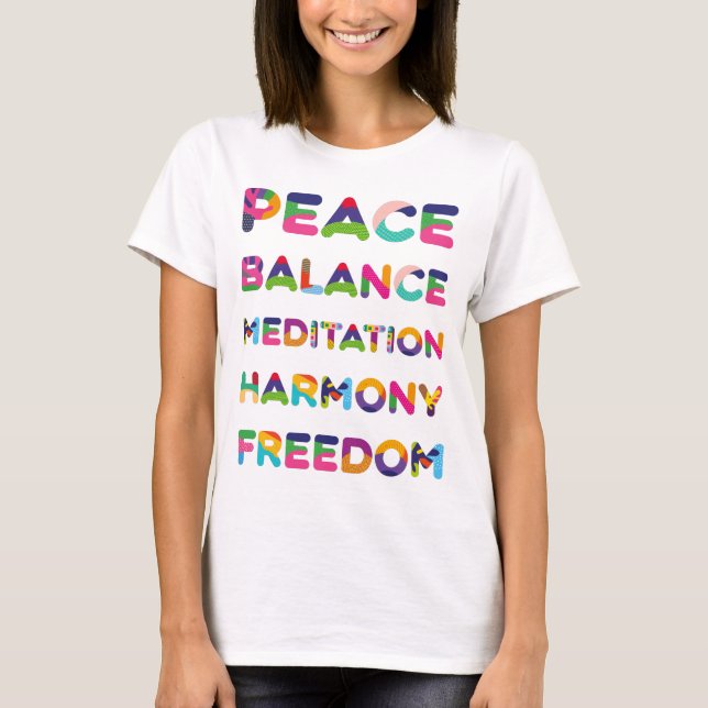 Camiseta Equilíbrio de Paz Meditação Liberdade (Frente)