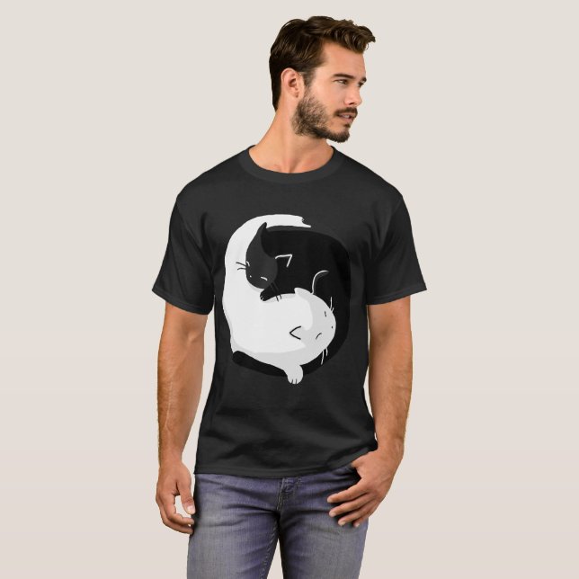 Camiseta Equilíbrio, gatos de Yang-yin (Frente Completa)