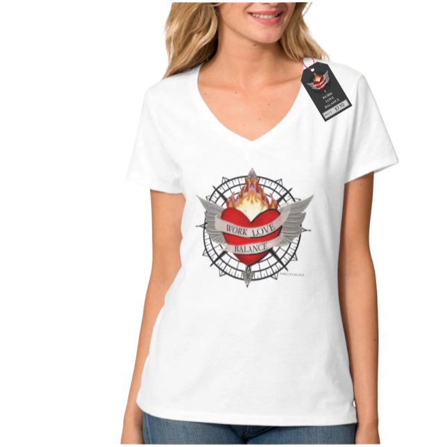 Camiseta EQUILÍBRIO TRABALHO AMOR design da bússola (Criador carregado)