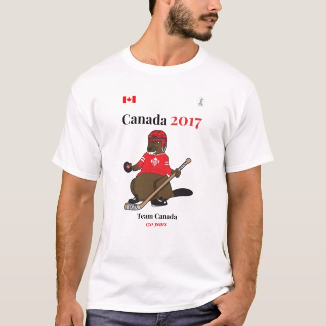 Camiseta Equipa de hóquei Canadá do castor de Canadá 150 em (Frente)