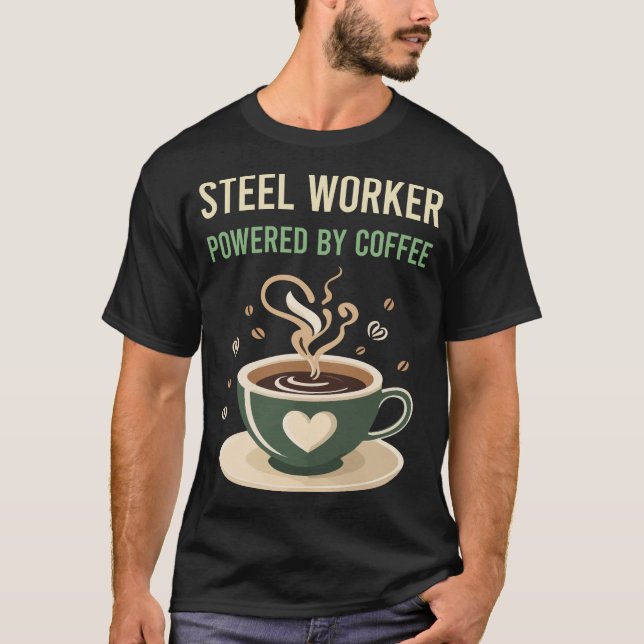 Camiseta Equipado Com Um Trabalhador De Aço Café (Frente)