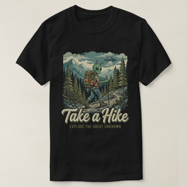 Camiseta Equipamento de Exterior Retro Alien Bigfoot (Frente do Design)