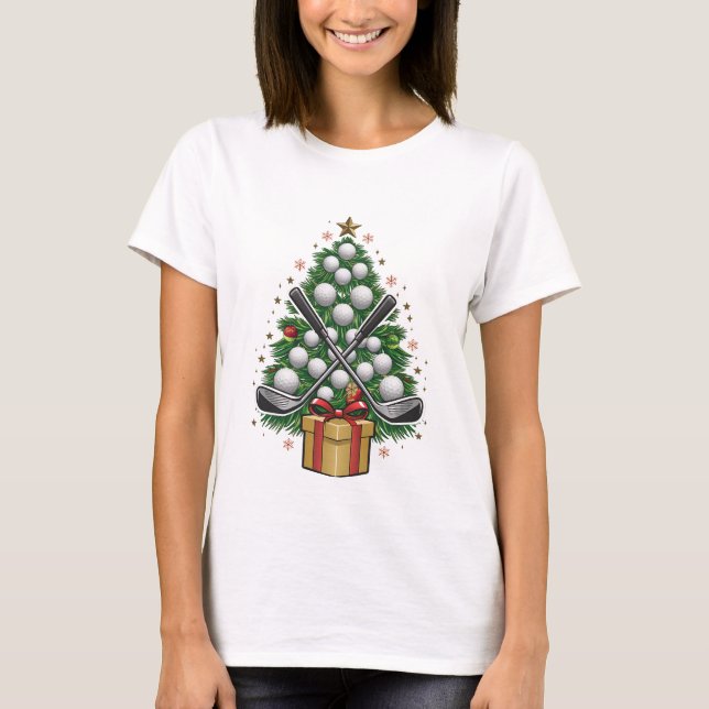 Camiseta Equipamento de Golfe Árvore de Natal Golfe de Nata (Frente)