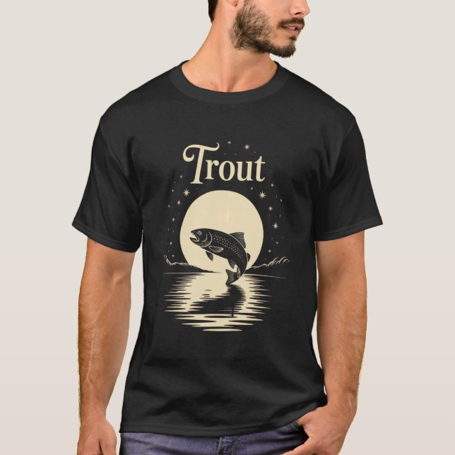 Camiseta Equipamento de pesca com isca artificial para trut (Frente)