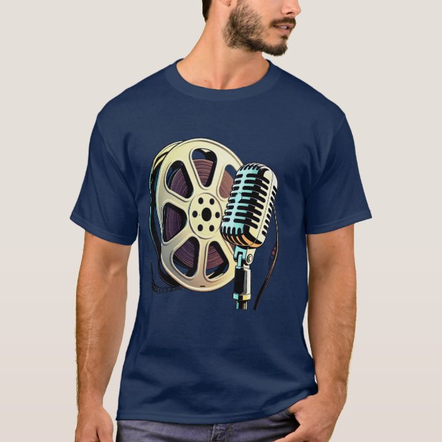 Camiseta Equipamento de Rap Antigo – Conceito de Microfone  (Frente)