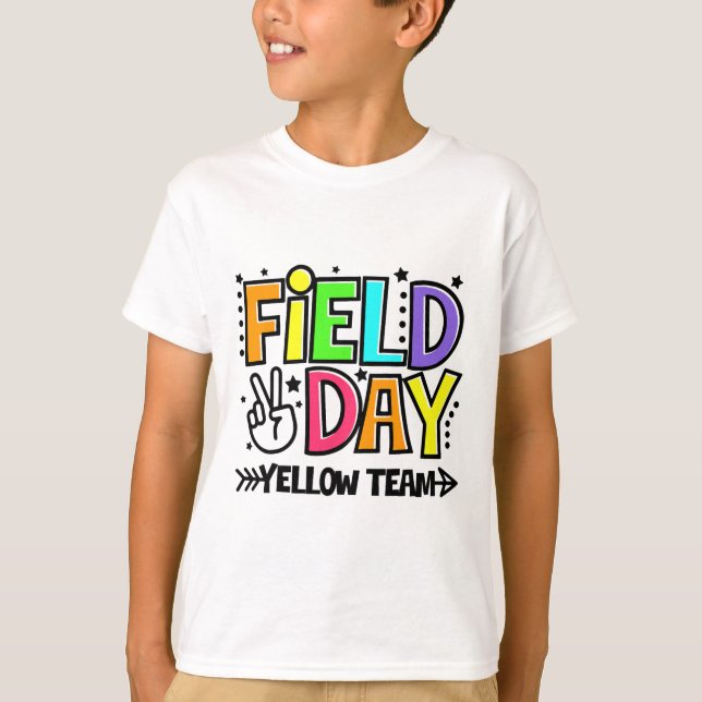 Camiseta Equipe Amarela do Dia de Campo Divertido para Prof (Frente)