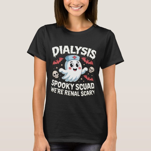 Camiseta Equipe Assustadora de Diálise Renal Halloween Nefr (Frente)