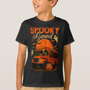 Camiseta Equipe assustadora de halloween esqueleto dirigind