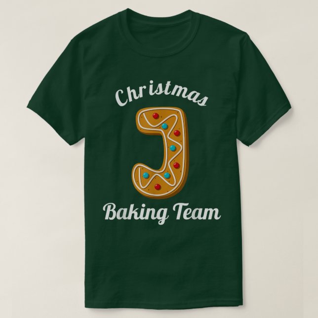 Camiseta Equipe Baking de Natal - Letra J Feriado Correspon (Frente do Design)